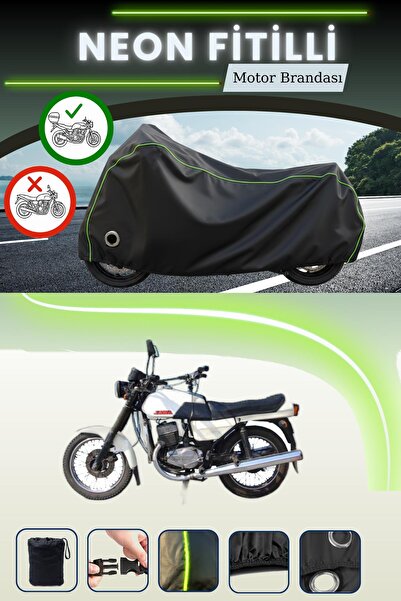 Cemku Shine حقيبة خلفية سوداء وقماش متوافق مع قفل نيون فيلي جاوا 350 توين سبورت متوافق مع قماش المحرك