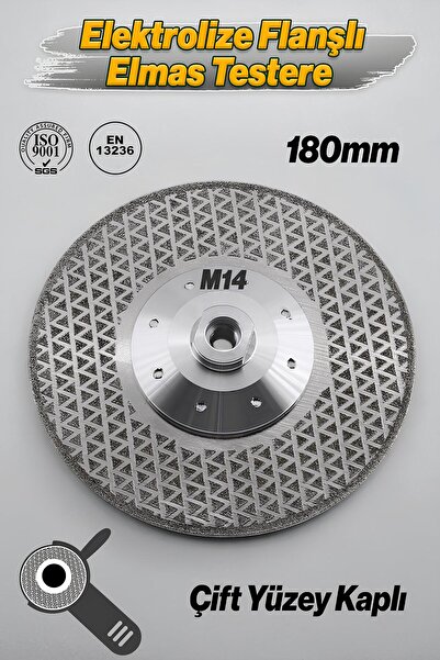 Badem10 180 mm M14 Çift Taraflı Flanşlı Elektrolize Elmas Kesme Taşlama Testere Turbo Disk Mermer Kesim