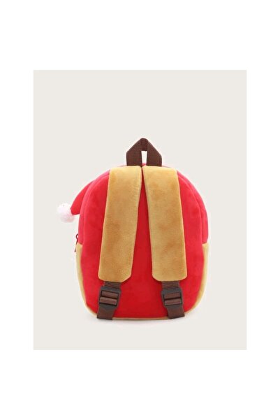 KAKOO Animal backpack, plush, for kindergarten, Reindeer, Red with Brown, 26 x 24 x 10 cm