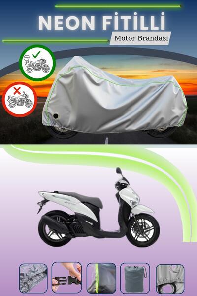 Cemku Shine حقيبة خلفية رمادية اللون ومتوافقة مع قماش نيون متوافق مع دراجة نارية ياماها إكسينتر 150