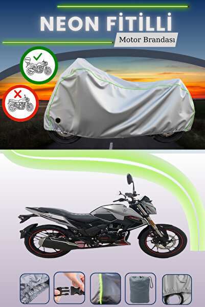 Cemku Shine حقيبة خلفية رمادية اللون ومتوافقة مع قماش نيون فايتل فالكون شارب 170 المتوافق مع الدراجات النارية