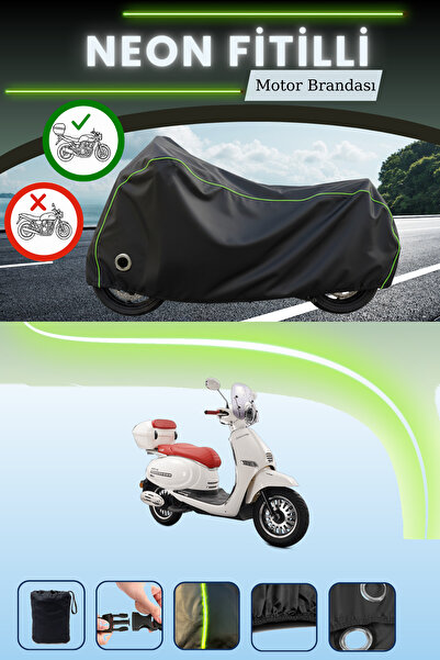 Cemku Shine حقيبة خلفية سوداء وقماش متوافق مع قفل نيون فيتيلي كوبيا بريليانت 125 برو متوافق مع قماش المحرك