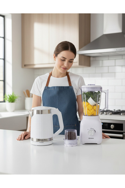 BENKING 3-in-1 Kitchen Appliance Set Electric Kettle + 2-in-1 Blender & Juicer