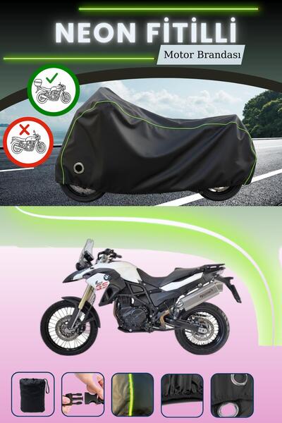 Cemku Shine حقيبة خلفية سوداء وقفل متوافقان مع قماش المحرك المتوافق مع نيون فيتيل بي إم دبليو إف 850 جي إس