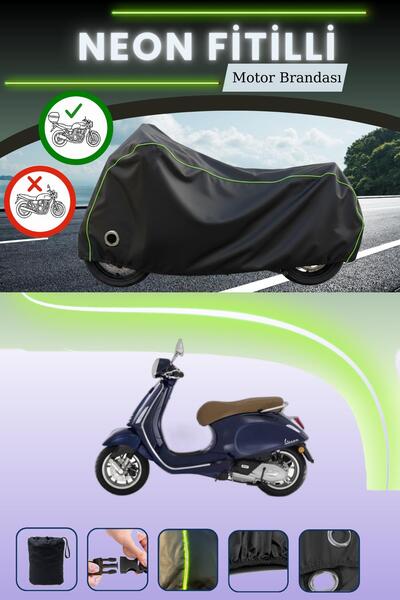 Cemku Shine حقيبة خلفية سوداء وقماش نيون متوافق مع قفل متوافق مع دراجة فيسبا ...