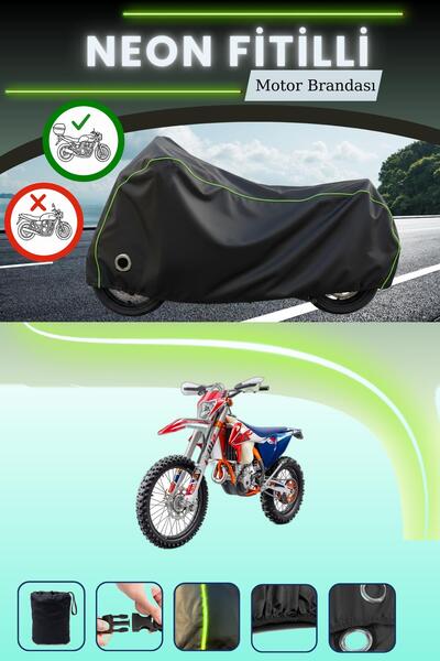 Cemku Shine حقيبة خلفية وقفل باللون الأسود النيون قماش مجدّل متوافقة مع KTM 2...