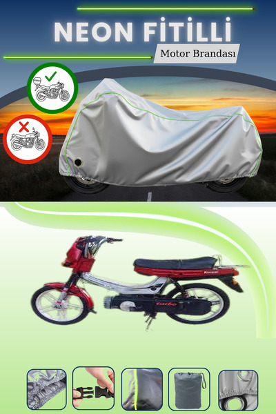 Cemku Shine حقيبة خلفية رمادية اللون ومتوافقة مع قماش نيون فيتيل كانوني موديل موبيد توربو سبورت المتوافق مع الدراجات النارية