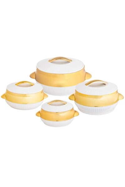 ORIAN 4 قطع من حاويات الطعام البلاستيكية الهندية باللونين الأبيض والذهبي