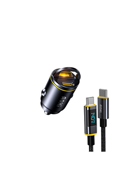 Aohi Superauto 2 Portlu PD 45W Araç İçi Şarjı, 140W LED Ekranlı Naylon Örgülü...