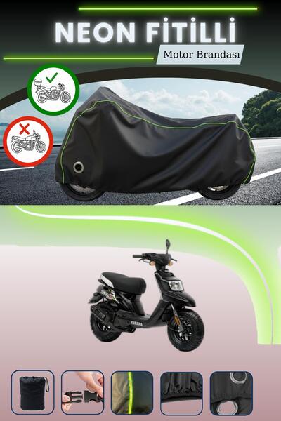 Cemku Shine حقيبة خلفية سوداء وقماش متوافق مع قفل نيون ياماها بي دبليو 50 متوافق مع قماش المحرك