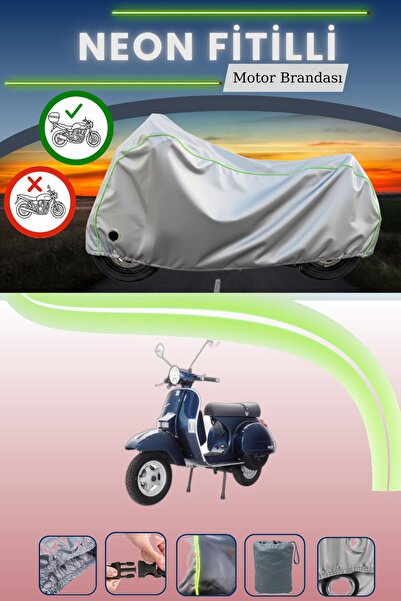 Cemku Shine حقيبة خلفية رمادية اللون ومتوافقة مع قماش نيون فيسبا بي إكس 200 ا...