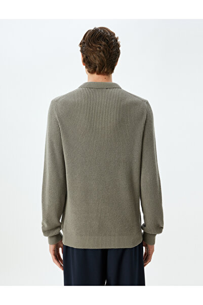 Koton Winter Knitwear Sweater Polo Neck Basic Buttoned Cotton