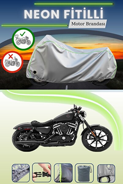 Cemku Shine حقيبة خلفية رمادية اللون ومتوافقة مع قماش نيون لدراجة هارلي ديفيد...