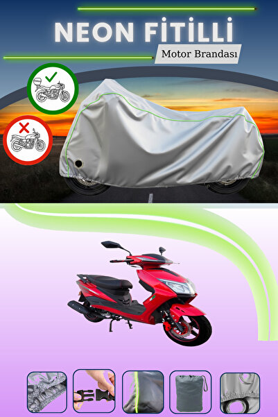 Cemku Shine حقيبة خلفية رمادية اللون ومتوافقة مع قماش نيون فايتي موتولوكس نيرفانا برو المتوافق مع الدراجات النارية