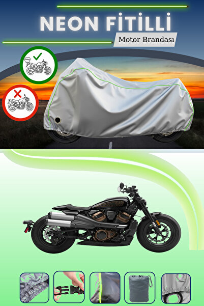 Cemku Shine حقيبة خلفية رمادية اللون ومتوافقة مع قماش نيون متوافق مع دراجة نارية هارلي ديفيدسون سبورتسر إس