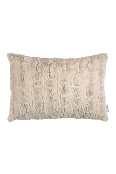 DavidaHome Perna cu doua fete, imitatie blana, cu fermoar, 50 x 35 cm, bej