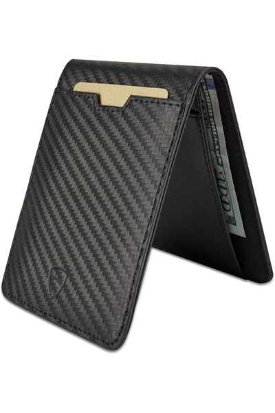 Vaultskin MANHATTAN Slim RFID Blocking Bifold Leather Wallet for Men - Minimalist Front Pocket Card