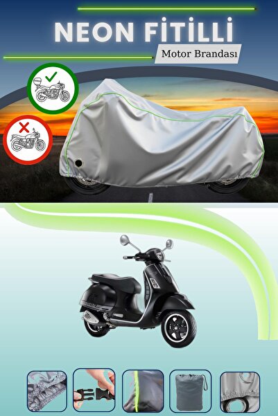 Cemku Shine حقيبة خلفية رمادية اللون ومتوافقة مع قماش نيون فايتي فيسبا GTS 25...