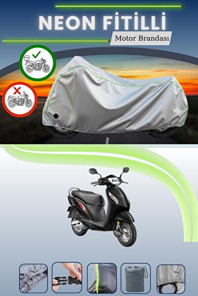 Cemku Shine حقيبة خلفية رمادية نيون قماش مجدّل ومظلة متوافقة مع هوندا أكتيفا ...