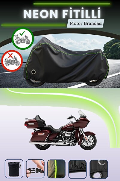 Cemku Shine حقيبة خلفية سوداء وقماش نيون متوافق مع قفل هارلي ديفيدسون رود جلا...