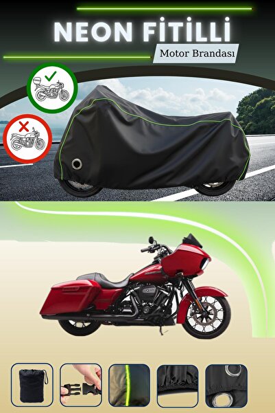 Cemku Shine حقيبة خلفية سوداء وقماش نيون متوافق مع قفل هارلي ديفيدسون رود جلا...