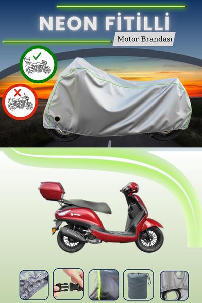 Cemku Shine حقيبة خلفية رمادية اللون ومتوافقة مع قماش نيون فايتي يوكي إنزو 50 المتوافق مع الدراجات النارية