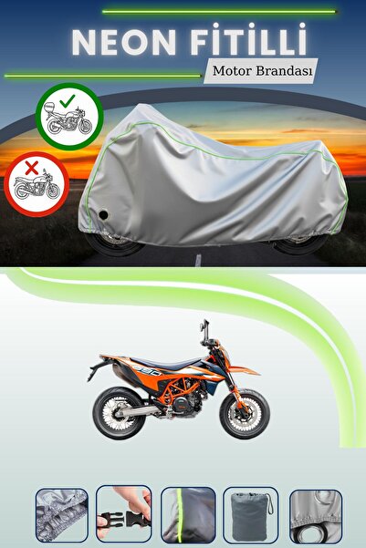 Cemku Shine حقيبة خلفية رمادية نيون قماش مجدّل ومتوافقة مع قفل KTM 690 SMC R ...