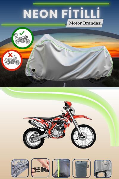 Cemku Shine حقيبة خلفية رمادية اللون ومتوافقة مع قماش نيون فيتيل يوكي ديرتي باوز أوف رود المتوافق مع الدراجات النارية