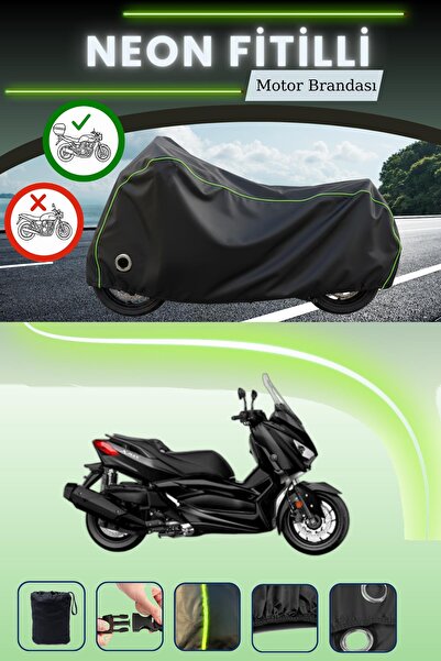 Cemku Shine حقيبة خلفية سوداء وقماش نيون متوافق مع قفل ياماها ماجستي 400 متوا...