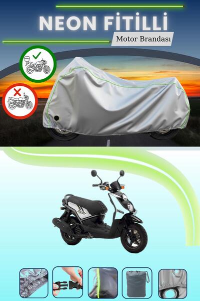 Cemku Shine حقيبة خلفية رمادية اللون ومتوافقة مع قماش نيون فليت المتوافق مع دراجة نارية ياماها بي دبليو 125