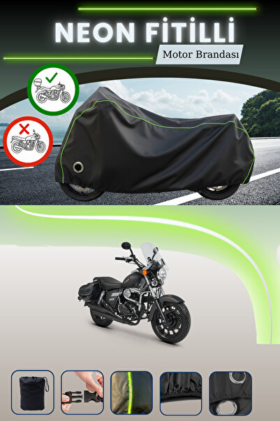 Cemku Shine Siyah Arka Çanta ve Kilit Uyumlu Neon Fitilli Kuba Superlight 125 Uyumlu Motor Brandası