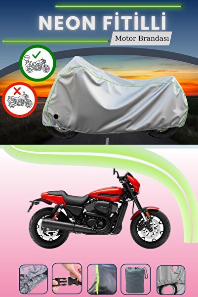 Cemku Shine حقيبة خلفية رمادية نيون قماش مجدّل ومظلة متوافقة مع دراجة هارلي د...