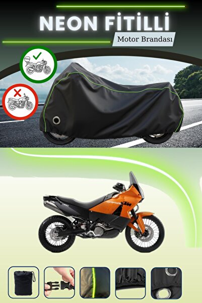 Cemku Shine حقيبة خلفية سوداء وقماش نيون متوافق مع قفل KTM 990 Adventure متوا...