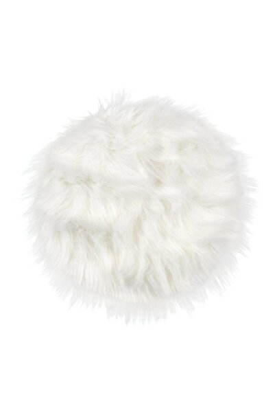 DavidaHome Perna decorativa rotunda de scaun, imitatie de blana, culoare alb,...