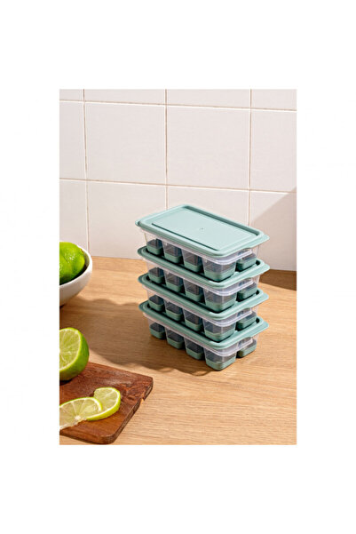 hermia Set of 4 ice molds 964FRM5506, 8 cubes per mold, 7.5x12.5x3.5 cm, Plastic, Green