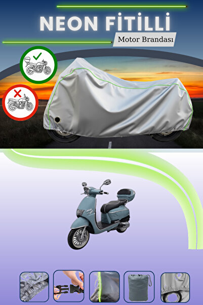 Cemku Shine حقيبة خلفية رمادية اللون ومتوافقة مع قماش نيون فيتيل كينج موتور ريجيل 125 المتوافق مع الدراجات النارية