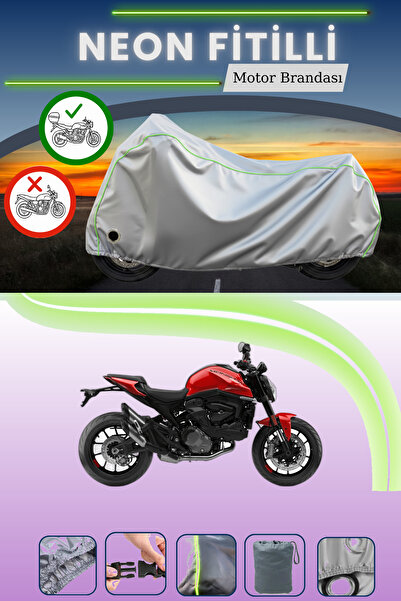 Cemku Shine حقيبة خلفية رمادية نيون قماش مجدّل ومظلة متوافقة مع الدراجة النار...