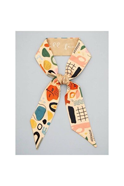 Pursehuit Eșarfă bej, cu imprimeu abstract multicolor, Sarka C1