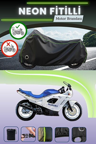 Cemku Shine حقيبة خلفية سوداء وقماش نيون متوافق مع قفل متوافق مع دراجة نارية سوزوكي جي إس إكس 600 إف