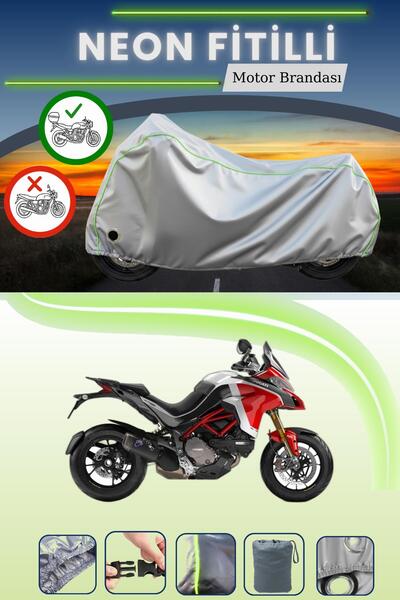 Cemku Shine حقيبة خلفية رمادية نيون قماش مجدّل ومتوافقة مع قماش دوكاتي مولتيس...