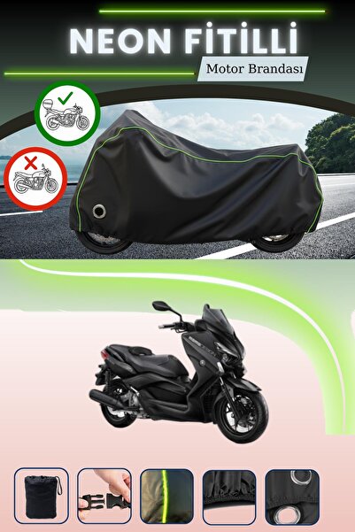 Cemku Shine Black Neon Corded Fabric Rear Bag and Lock Compatible Yamaha X-Ma...
