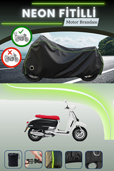 Cemku Shine حقيبة خلفية سوداء وقماش محرك متوافق مع نيون فيتيلي لامبريتا G350