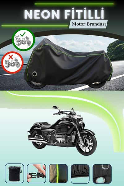 Cemku Shine حقيبة خلفية سوداء وقماش متوافق مع قفل نيون متوافق مع هوندا فالكير...