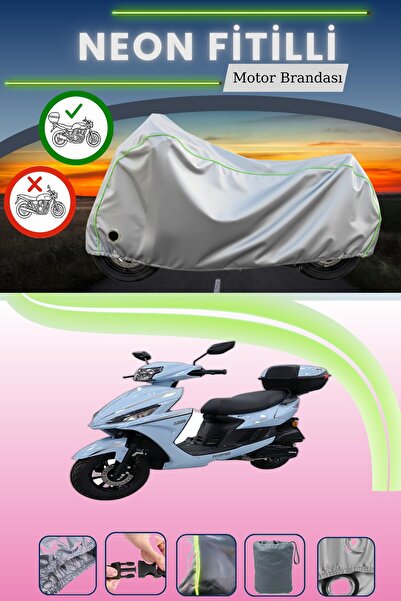 Cemku Shine حقيبة خلفية رمادية اللون ومتوافقة مع قماش نيون فيتيل كينج موتور أ...