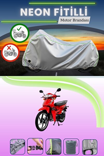 Cemku Shine حقيبة خلفية رمادية اللون ومتوافقة مع قماش نيون فايتيل مونديال 50 SFC المتوافق مع الدراجات النارية