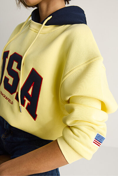 Bianco Lucci Women's Usa Embroidered Hooded Casual Sweatshirt 10010 60283527