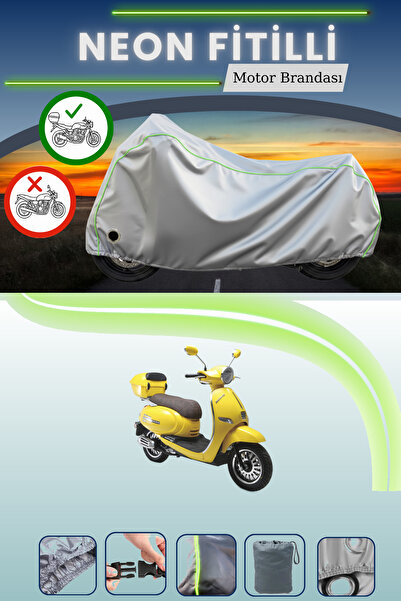 Cemku Shine حقيبة خلفية رمادية اللون ومتوافقة مع قماش نيون فيتيل كوبا بلو بيرد المتوافق مع الدراجات النارية