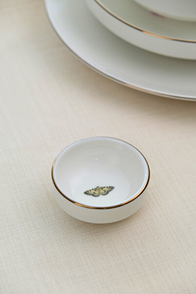 tabakevi Tabak Evi Porcelain Natura Butterfly Gold Gilded Stacked Bowl 6X2Cm 30Cc Single