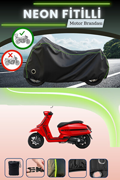 Cemku Shine حقيبة خلفية سوداء وقماش محرك متوافق مع نيون فيتيلي لامبريتا X300