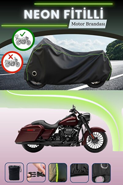 Cemku Shine حقيبة خلفية سوداء وقماش نيون متوافق مع قفل هارلي ديفيدسون رود كين...